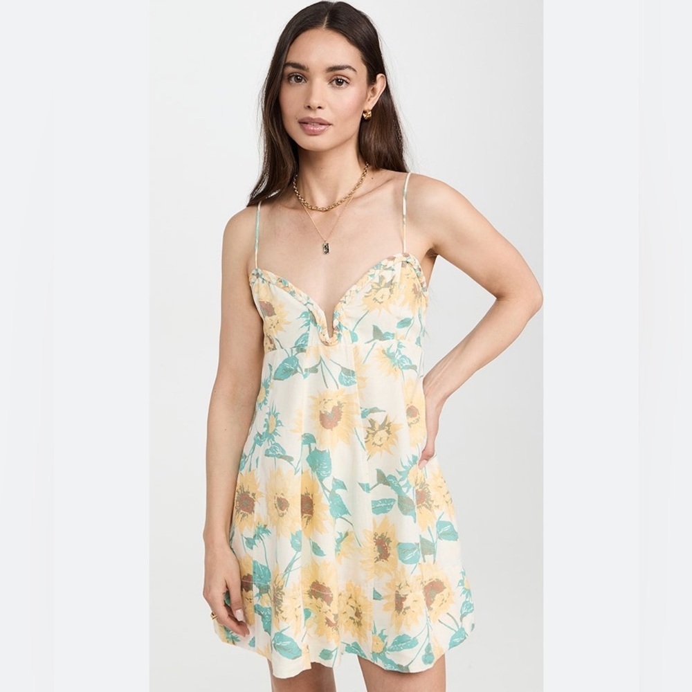 NEW Free People Altura Printed Mini Floral Dress Sunflower